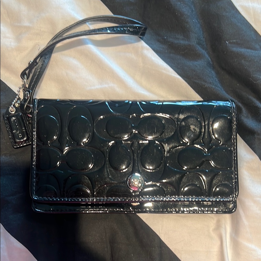 Coach Black Patent Leather Wristlet